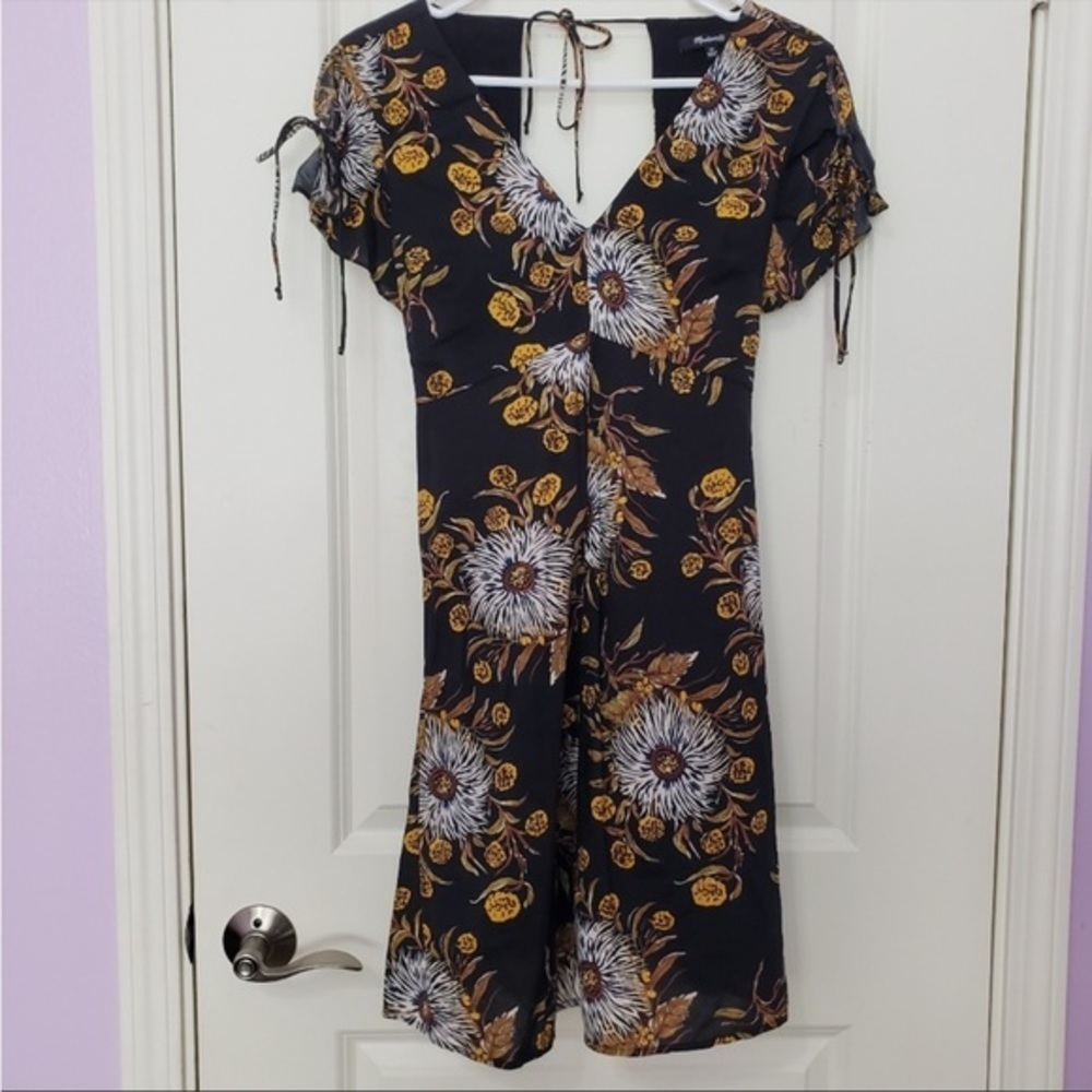 Madewell Painted Blooms Open Back Mini Dress Sz 00/XS. Like New - Picture 3 of 7